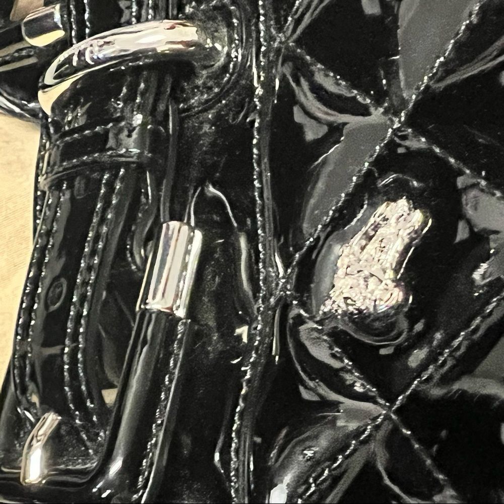 RARE Burberry Prorsum Black Patent Leather Quilted Beaton Check Hobo handbag - Picture 9 of 16